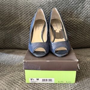 Kelly & Katie Navy Peep Toe Heels